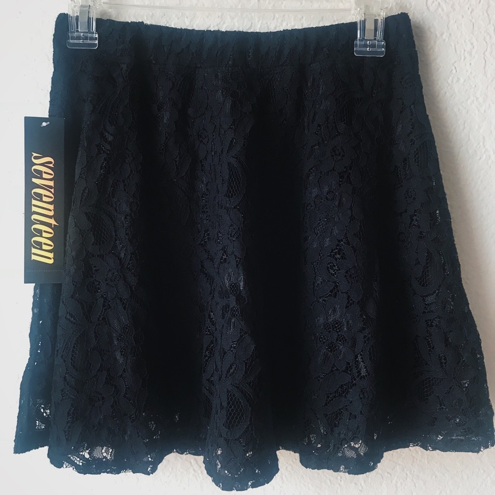 seventeen black lace mini skater skirt